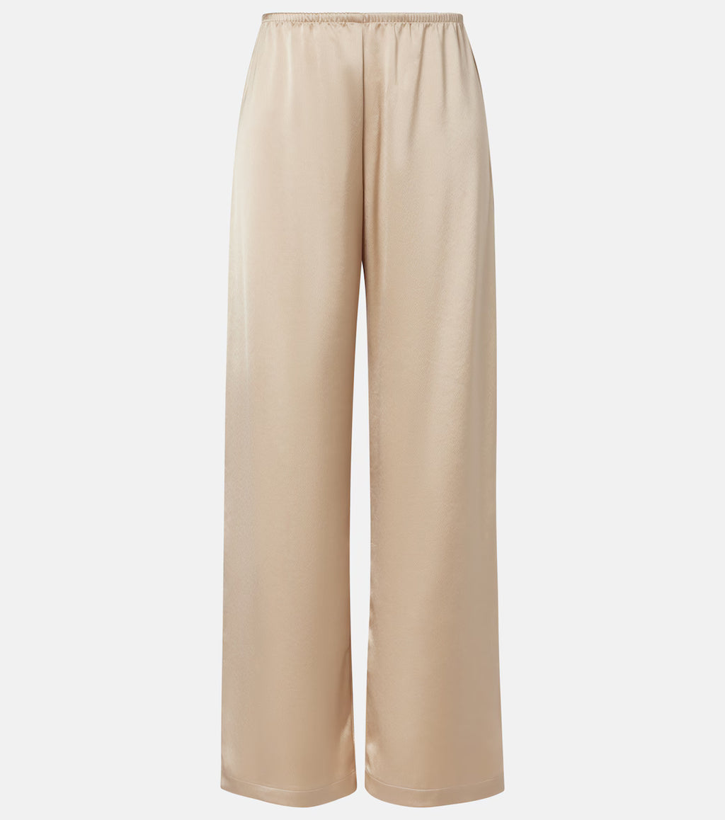 mid-rise satin wide-leg pants