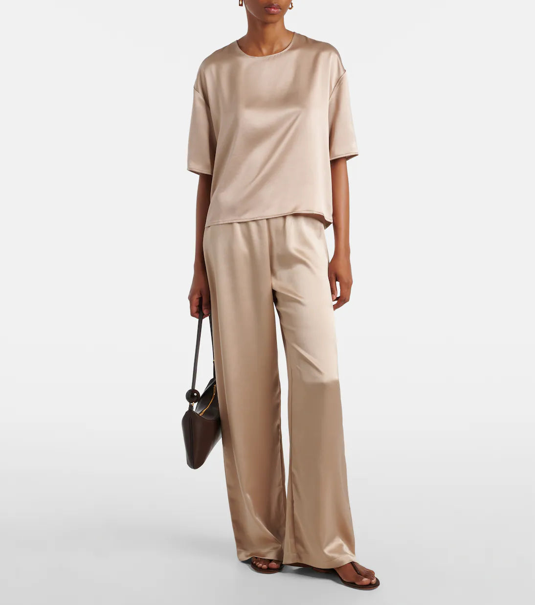 mid-rise satin wide-leg pants